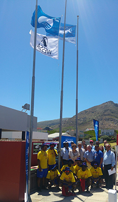 HAWSTON BEACH  On the picture with the Deputy Mayor are: Cllr Mercia Andrews (councilor), Inspector Tshazibane (SAPS), Life guards and members of the ward committee. 